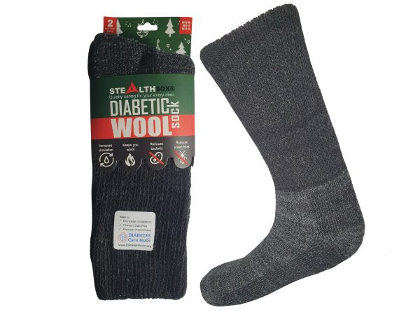 Diabetic Thick Wool Socks - 2 Pairs (StealthSox)