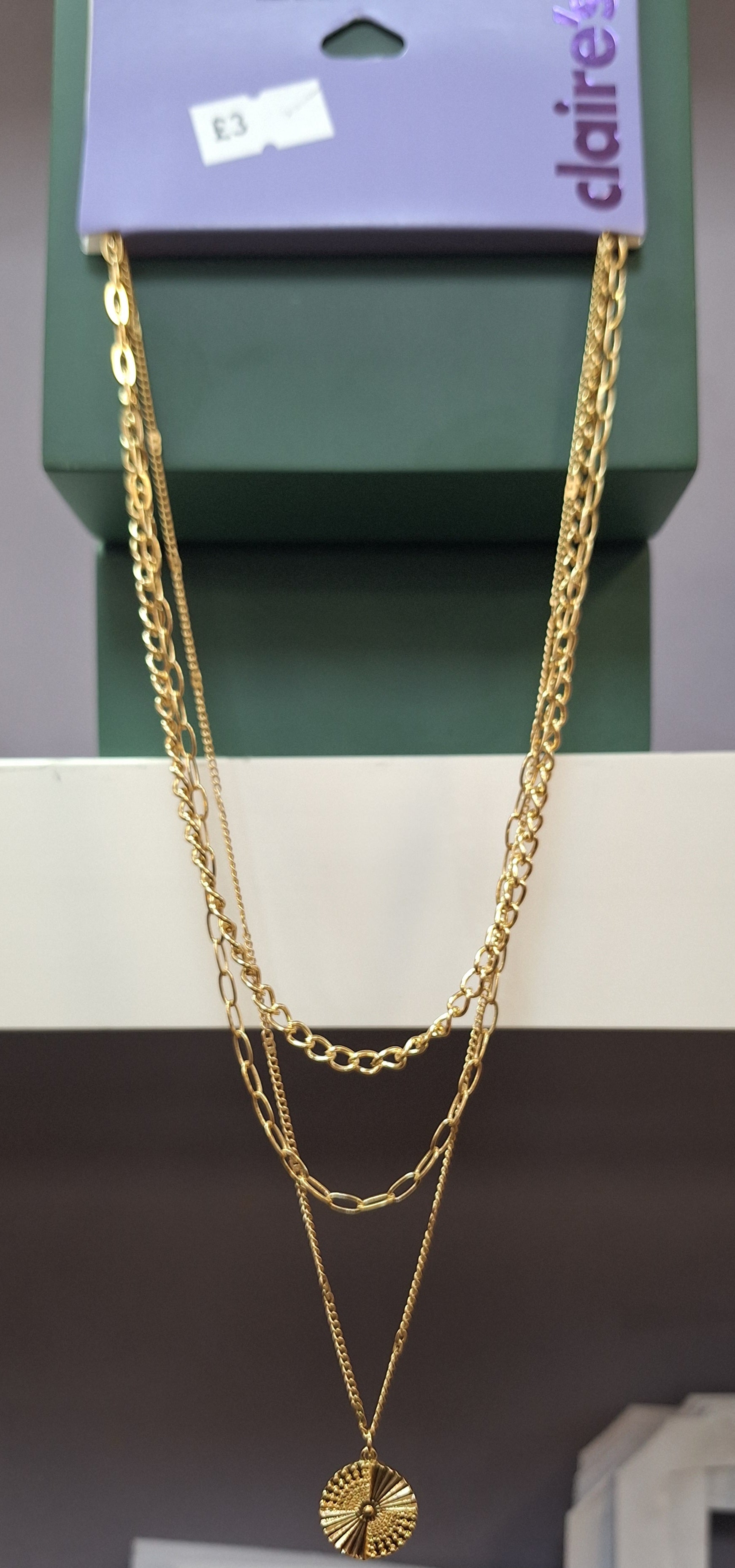 CLAIRE'S GOLD 3PC NECKLACE