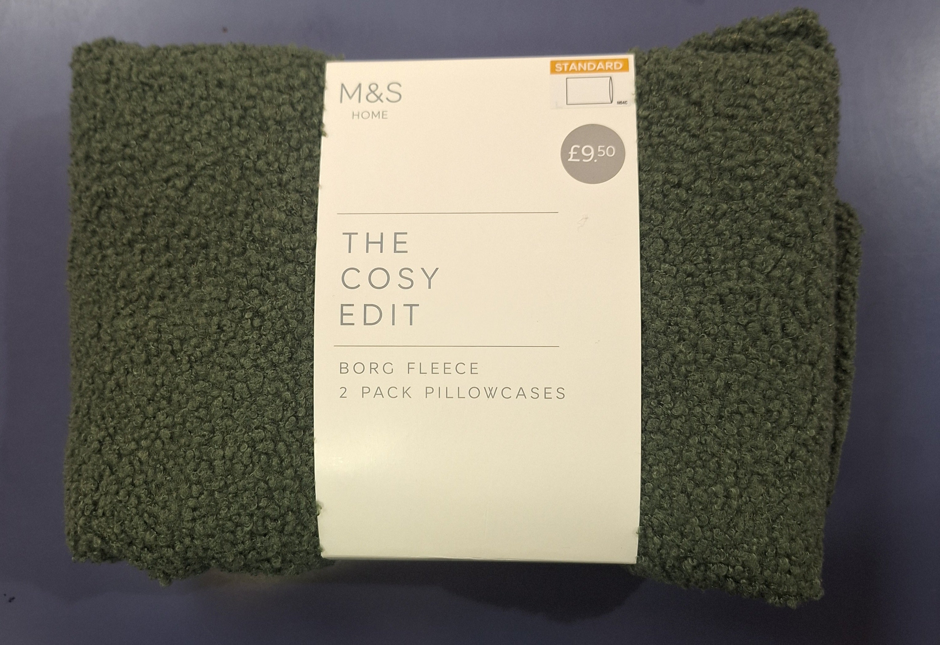 M&S FOREST GREEN THE COSY EDIT FLEECE PILLOWCASES