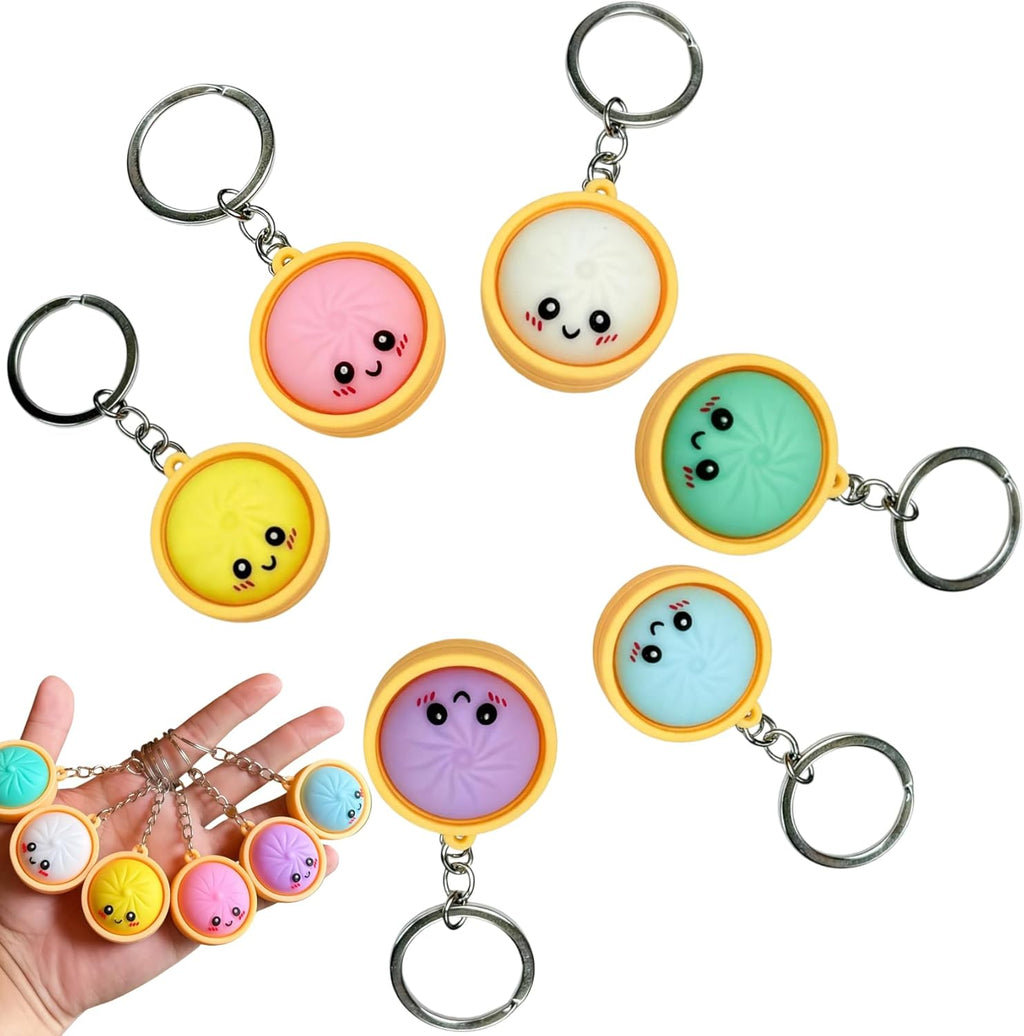 Glowing Dumpling Keychain, Fidget Clicker Keychain (Colours May Vary)