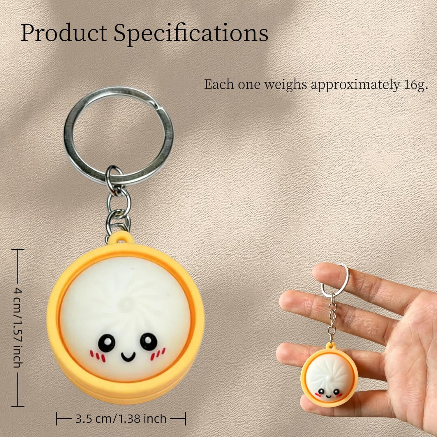 Glowing Dumpling Keychain, Fidget Clicker Keychain (Colours May Vary)