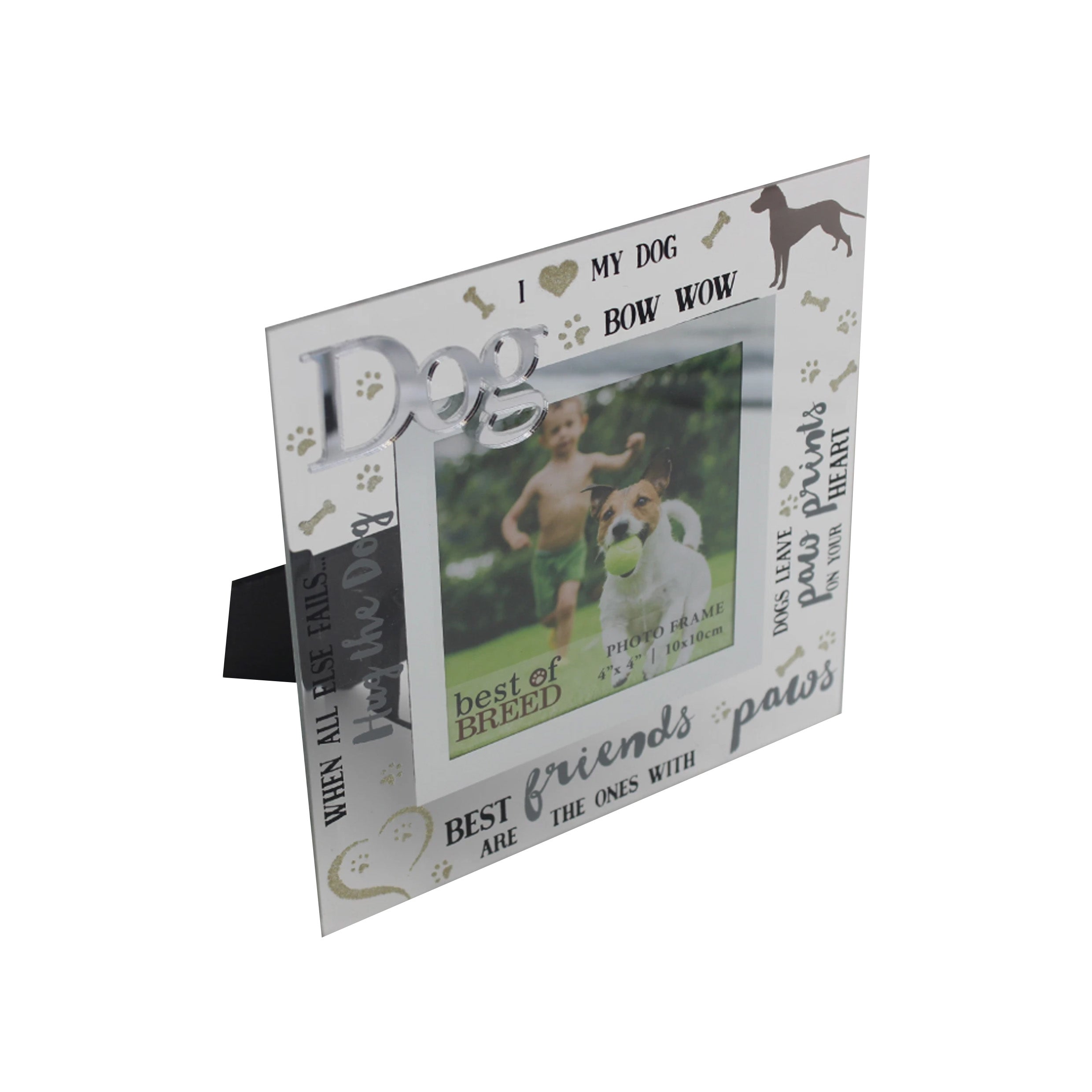 Best Of Breed Glass Dog Photo Frame 4"x 4" RRP £6.99 Our Price £1