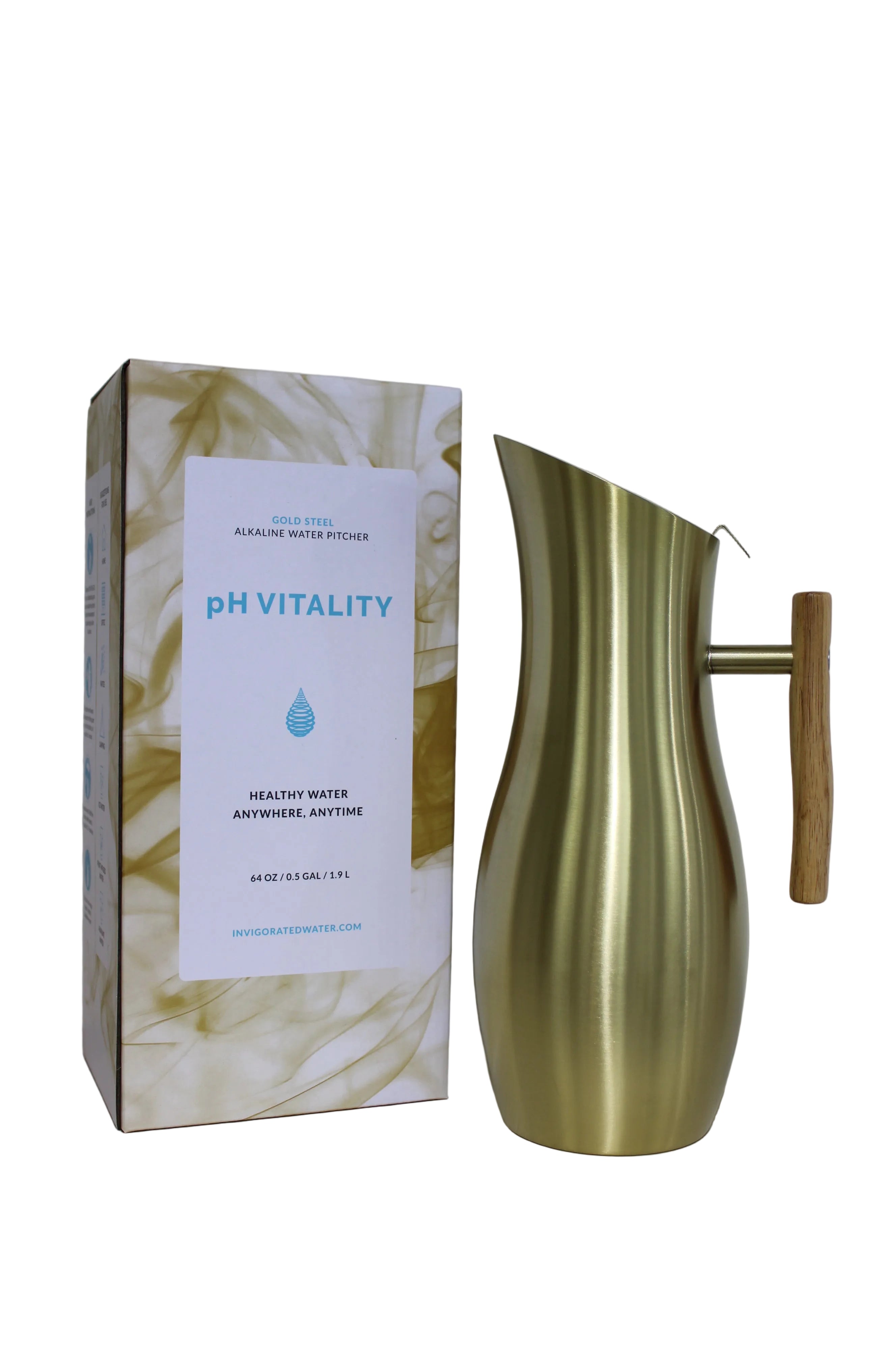 Gold Steel Alkaline Water Pitcher – 64oz (pH Vitality) £6