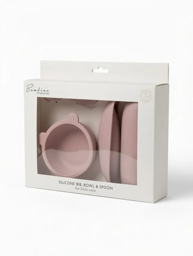 Bambino Silicone Bib, Bowl Spoon Set