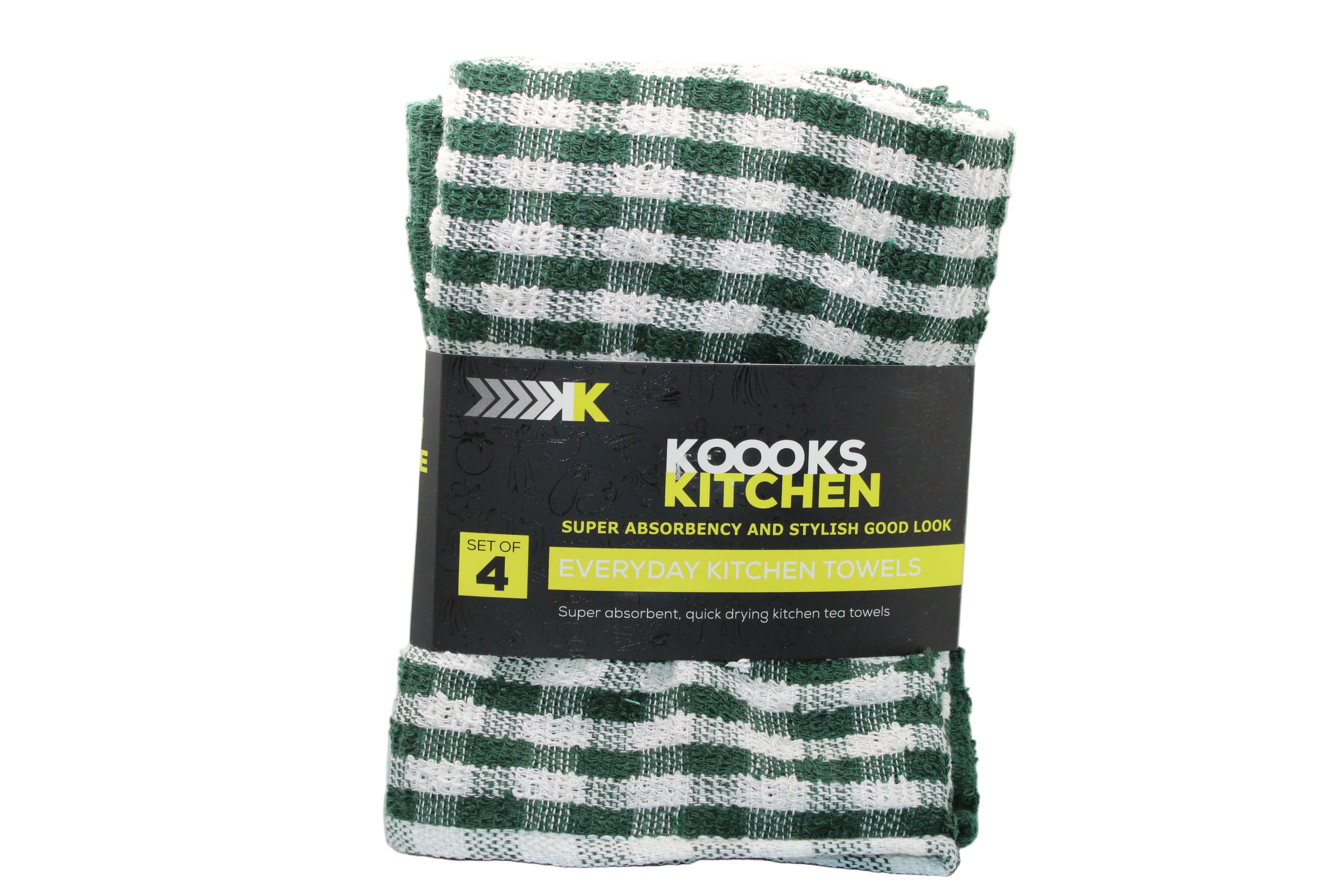 Kooks Kitchen Everyday Kitchen Towels Checkered – Set of 4 - 2 Colours £3
