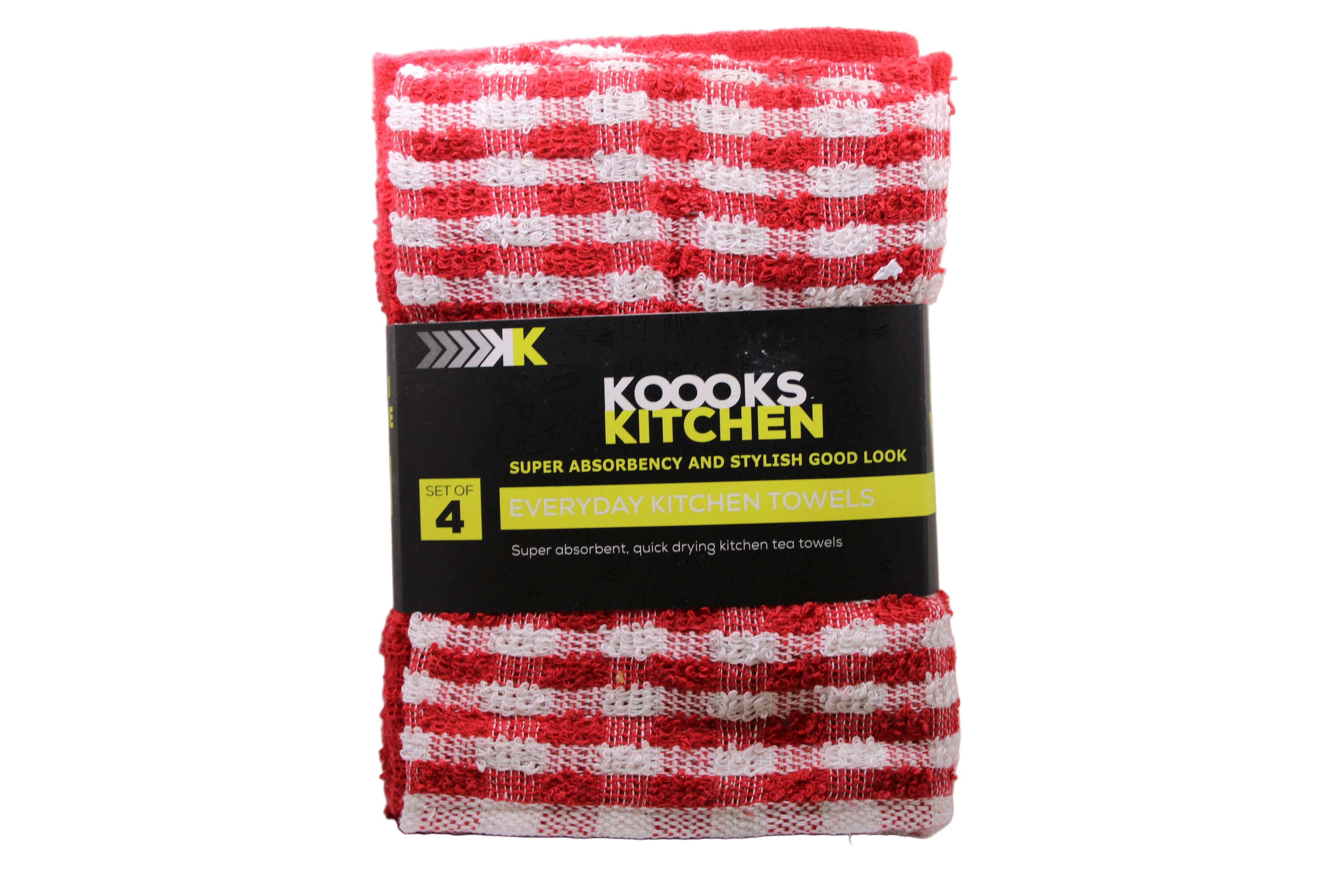 Kooks Kitchen Everyday Kitchen Towels Checkered – Set of 4 - 2 Colours £3