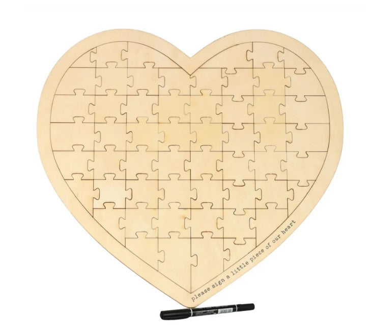 Love Story Wedding Guest Book Wooden Heart Jigsaw RRP £25 Our Price £4