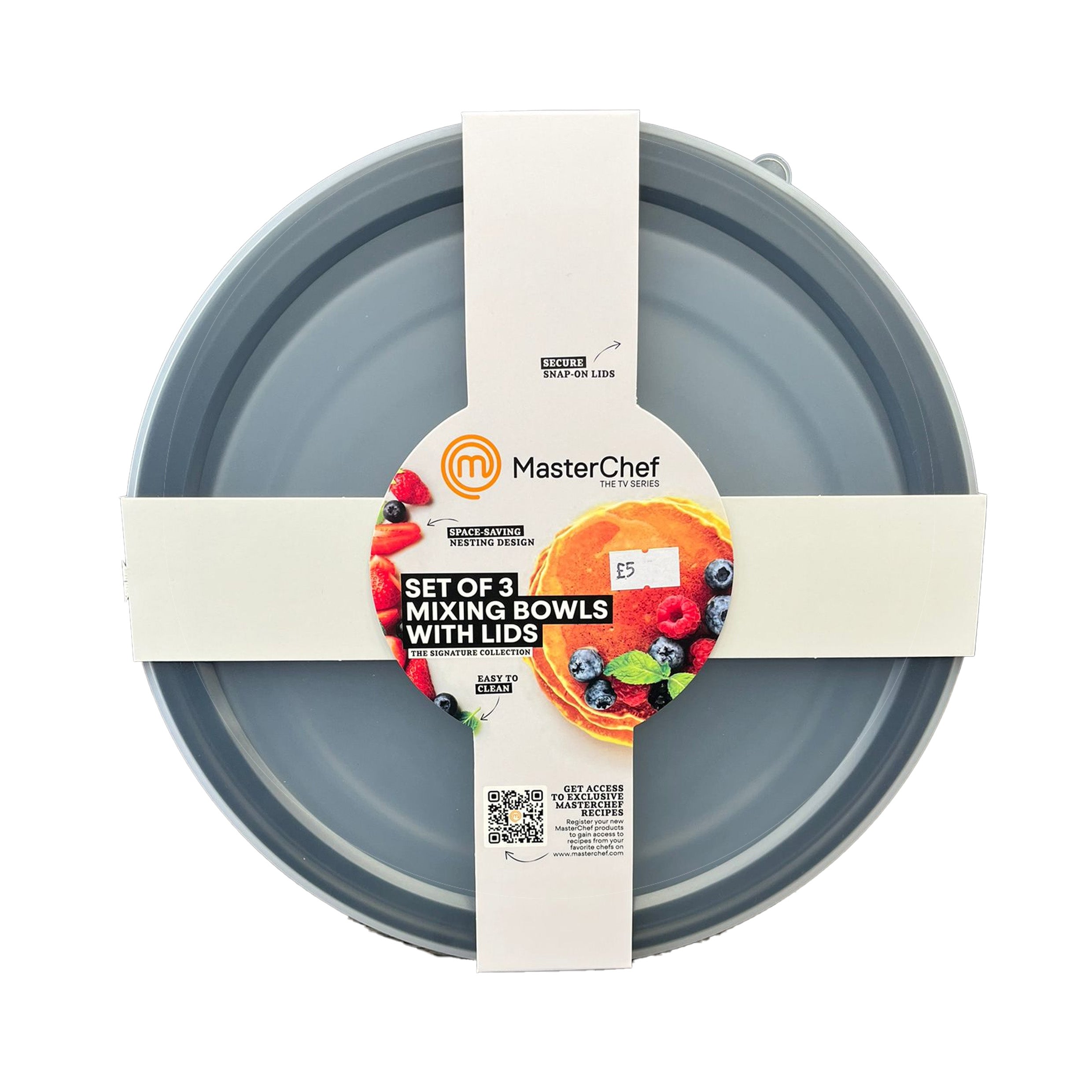 MasterChef Set Of 3 Mixing Bowls With Lids RRP £24.95 Our Price £5