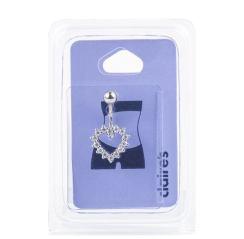 CLAIRE'S SILVER 14G CRYSTAL BELL BAR