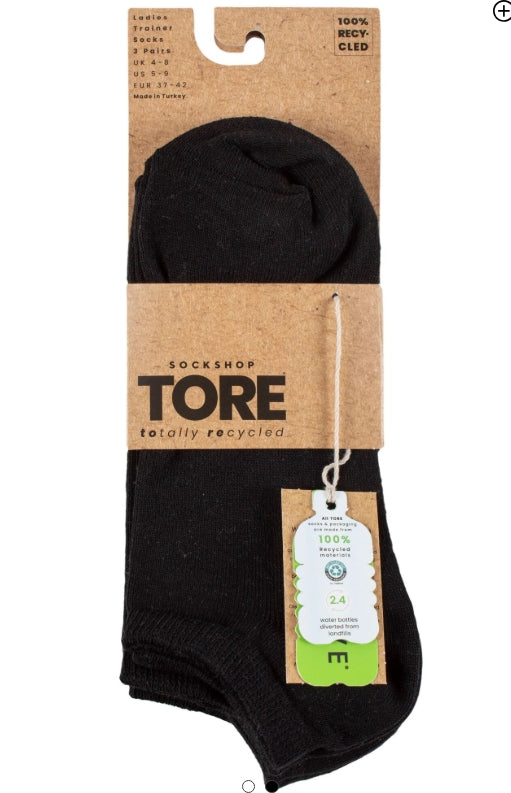 SOCKSHOP TORE WOMENS 3 PAIR PLAIN TRAINER SOCK