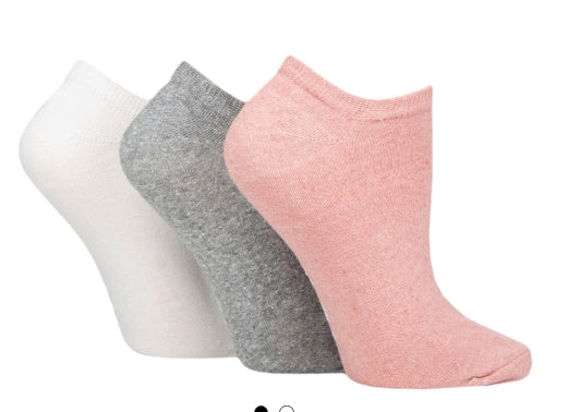 SOCKSHOP TORE WOMENS 3 PAIR PLAIN TRAINER SOCK