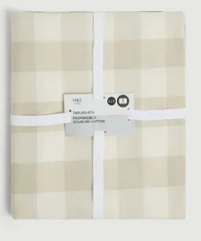 M&S NATURAL COTTON TABLE CLOTH FOR 6 SEATER TABLE