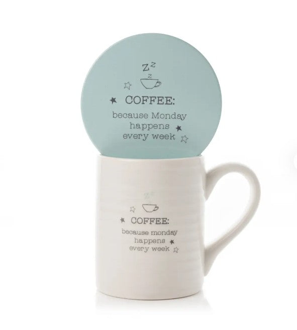 Love Life Monday Coffee Mug And Coaster Set RRP £16.95 Our Price £4