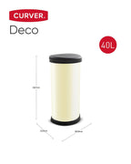 CURVER 40 Litre Metal Effect One Touch Deco Bin, Ivory