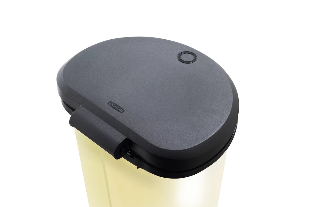 CURVER 40 Litre Metal Effect One Touch Deco Bin, Ivory