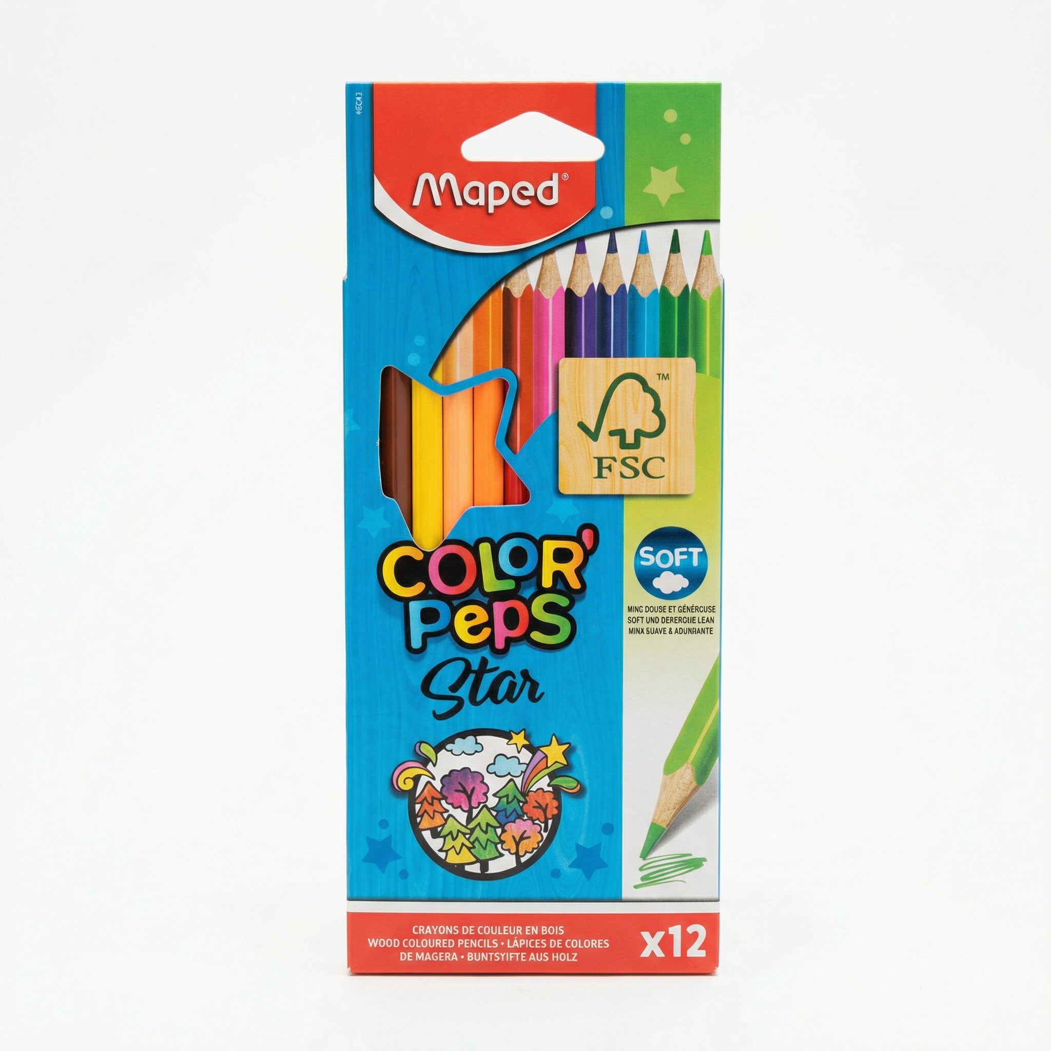Maped Color’Peps Star – 12 Soft‑Lead Wood Coloured Pencils RRP £4.95 Our Price £2