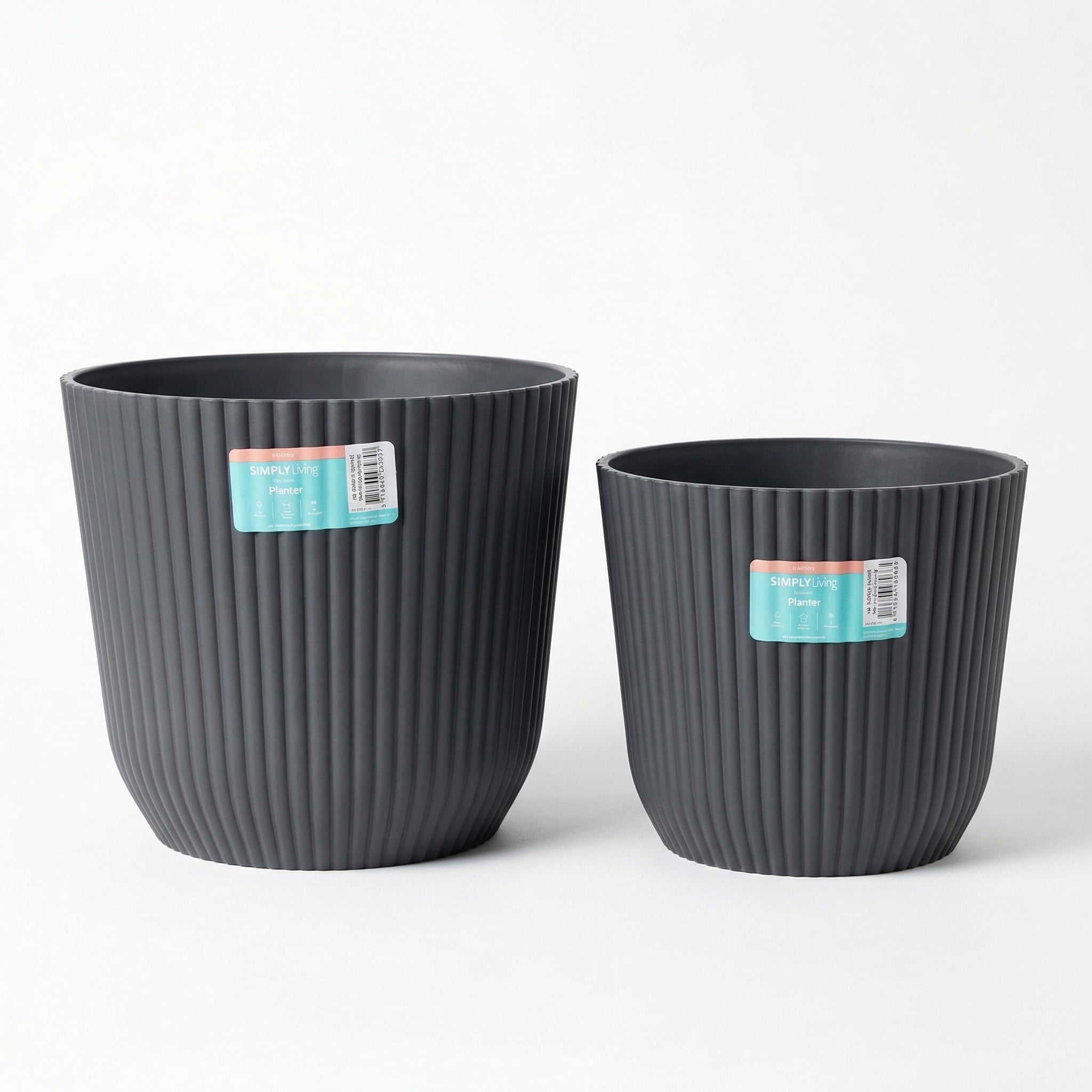 Simply Living Ribbed Plastic Planter – 40 cm & 25cm Top Deal!