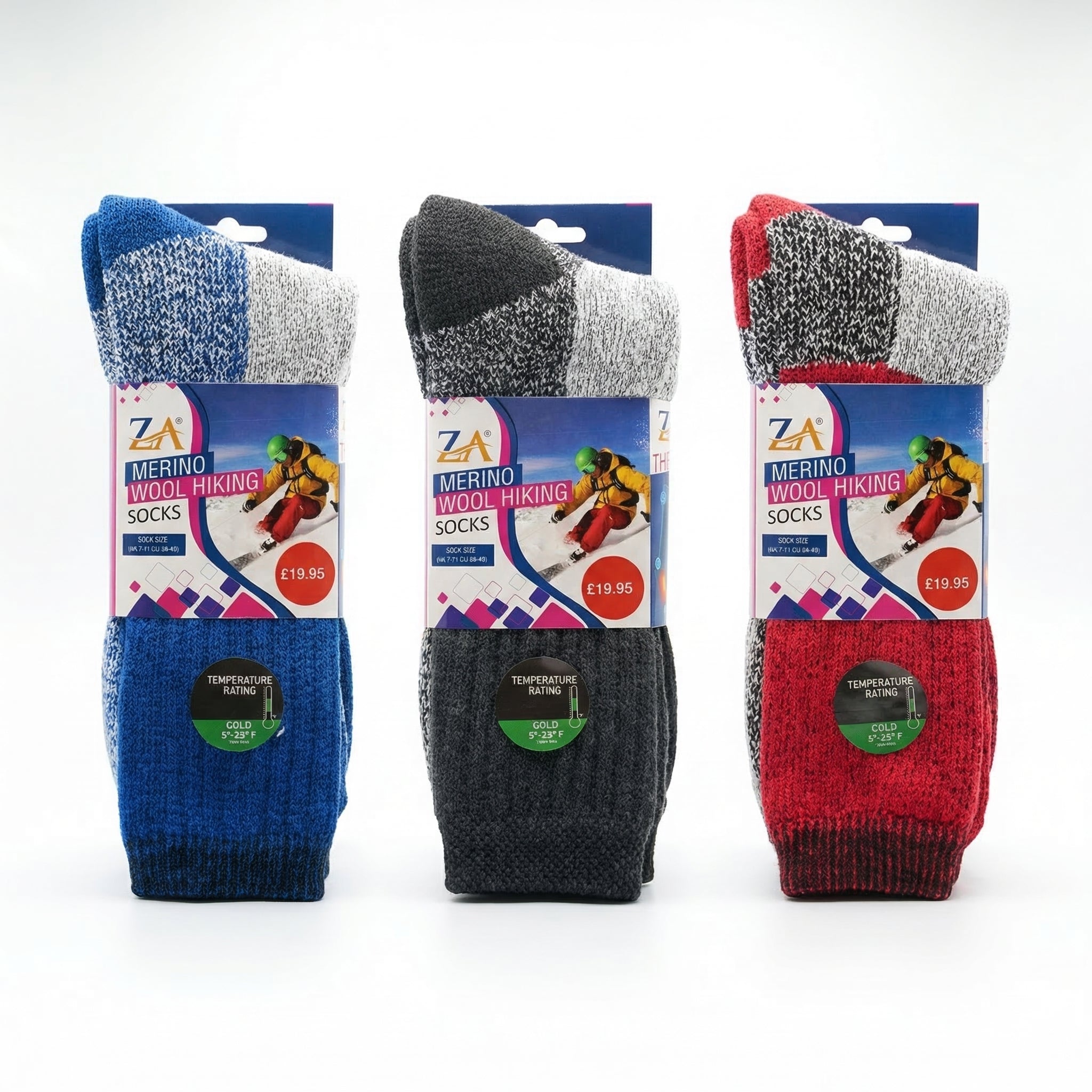 ZA Merino Wool Hiking Socks  Premium Cold Weather Performance RRP £19.95 Our Price £5