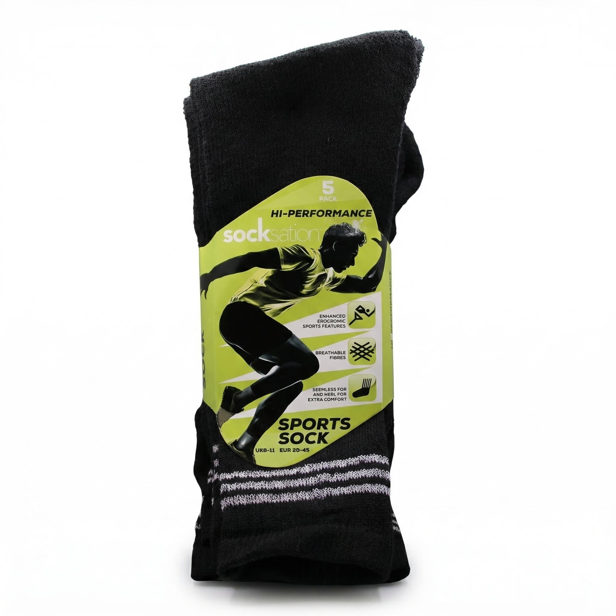 Socksation Hi‑Performance Sports Socks 5 Pack RRP £9.99 Our Price Only £4