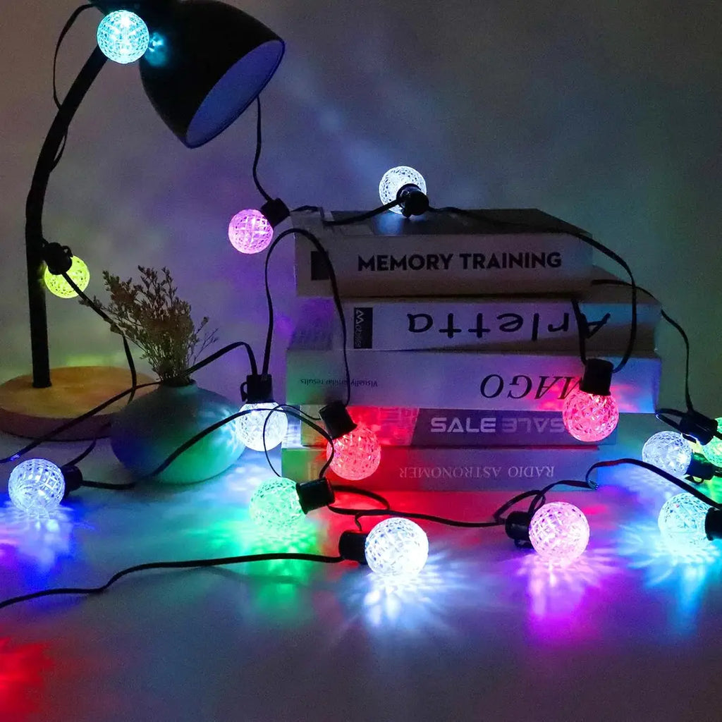 9M LED Outdoor Smart Garden Solar String Lights Festoon Lights with 25 Bulbs RGB Remote Control/APP Control