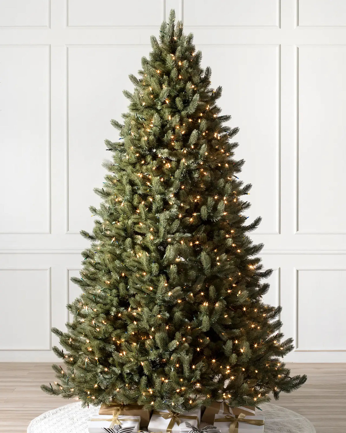 Snowtime 7ft Hazen Slim Blue Pine Pre-Lit Artificial Christmas Tree – 300 Warm White LEDs