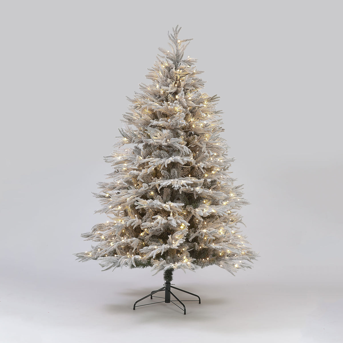 5ft (150cm) Pre-Lit Flocked Platinum Fir Artificial Christmas Tree – Warm White LEDs