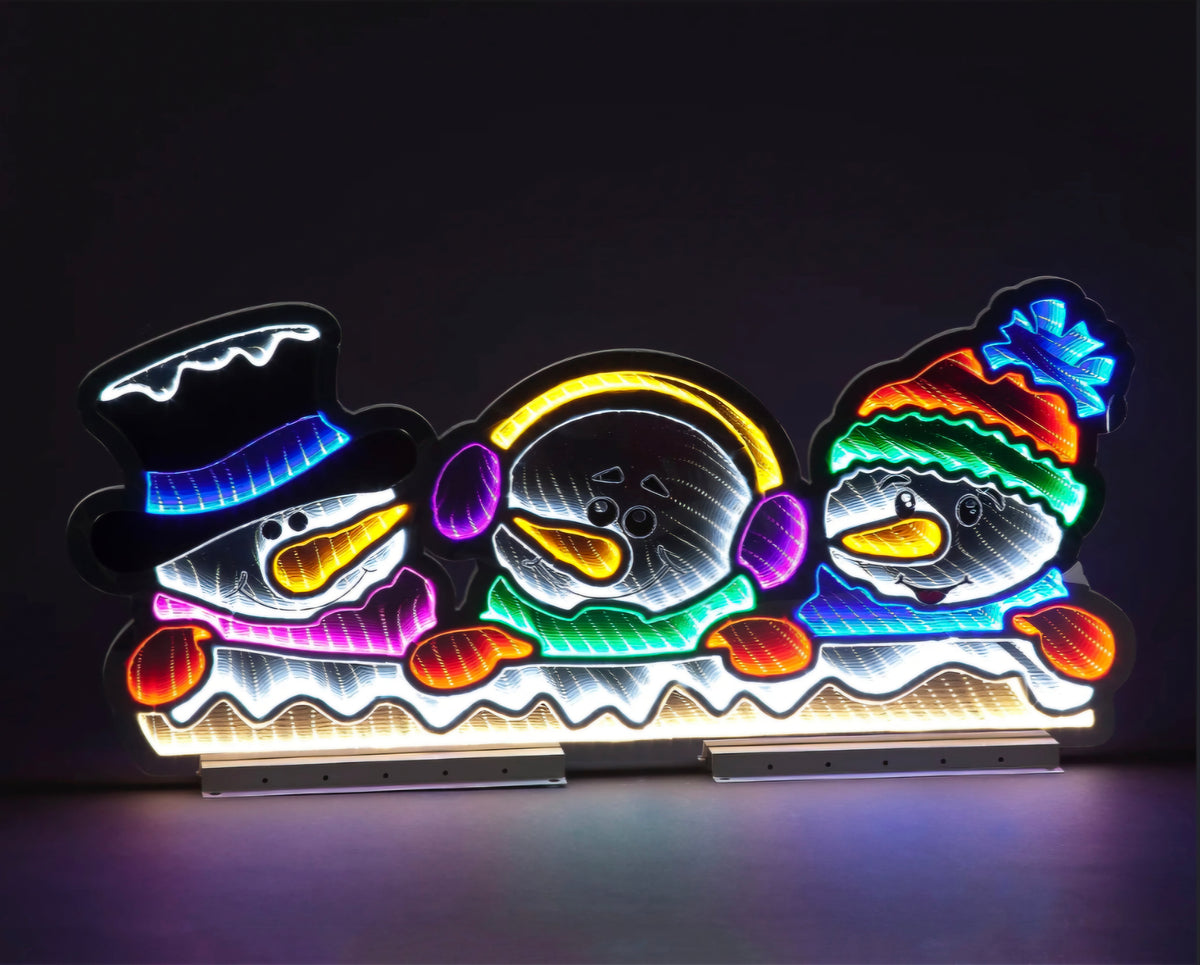 90cm Long Infinity Snowman Family Light