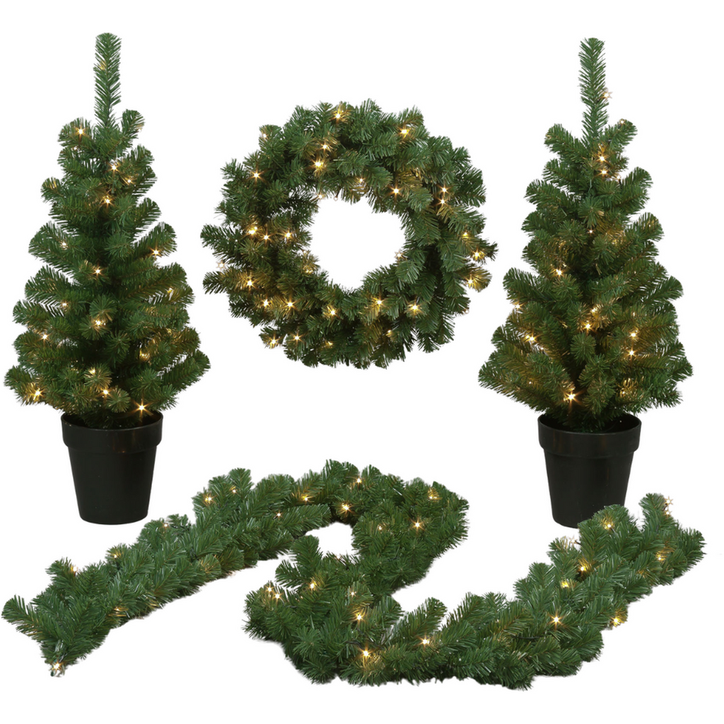 Battery Powered Pre-lit LED Porch Set