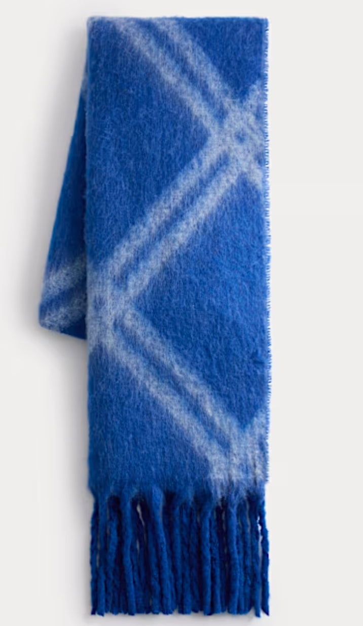 KNITTED ARGYLE TASSEL SCARF