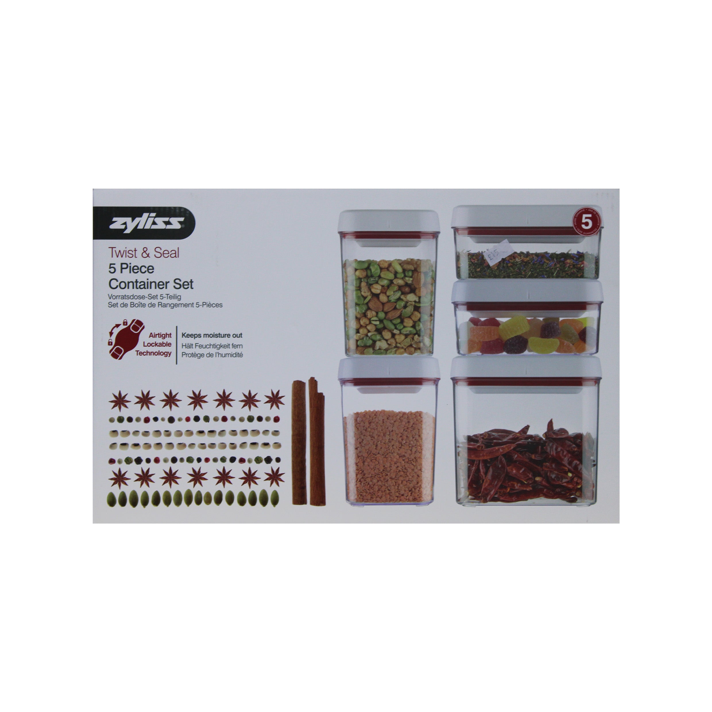 Zyliss Twist & Seal 5 Piece Container Set RRP £45 Our Price £15